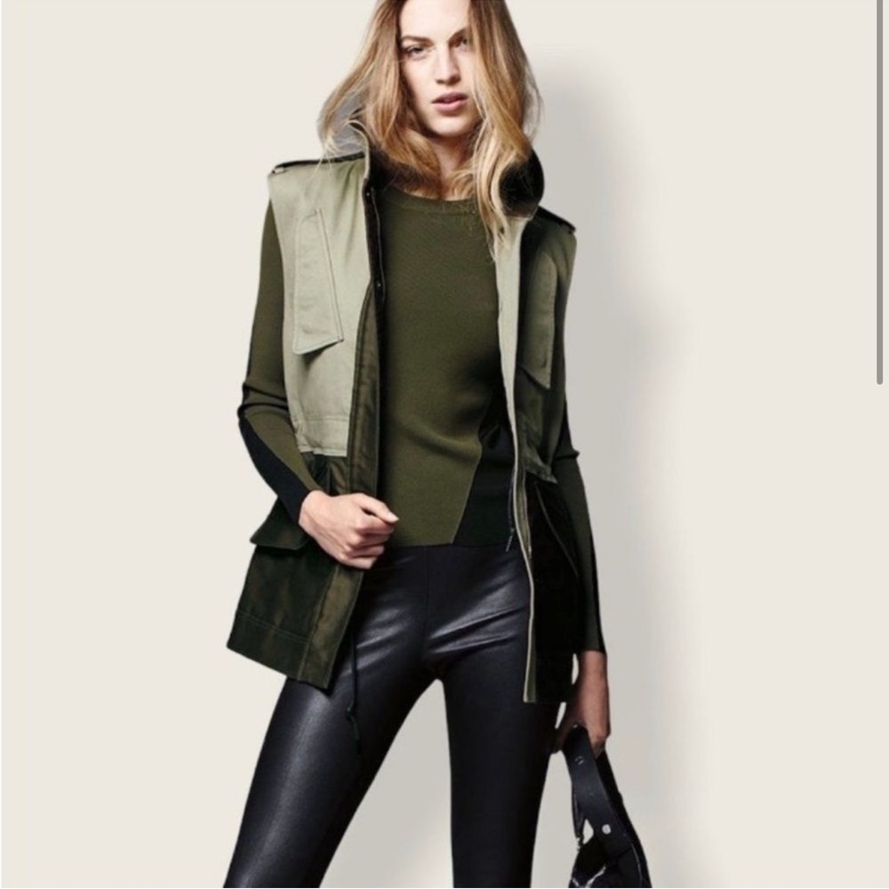 rag & bone Army Green Kinsley Vest with hidden hood size 2